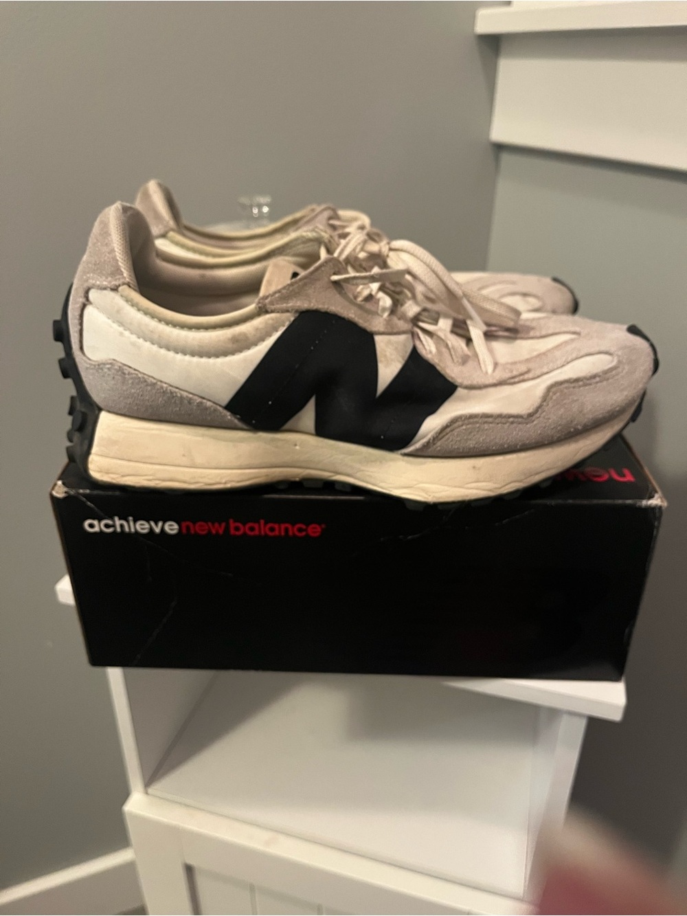 New Balance Beige, Cream & Black Retro Runner Sneakers